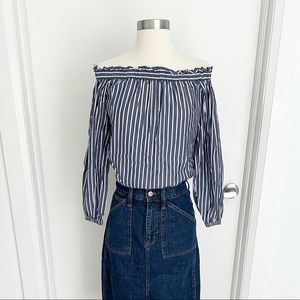 J.Crew | Striped Off-Shoulder Top